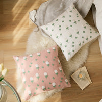 Square Cotton Embroidered Floral Pattern Pillow Cover