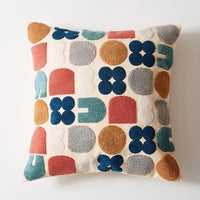 square polyester cotton woven embroidery colorful pattern cushion cover