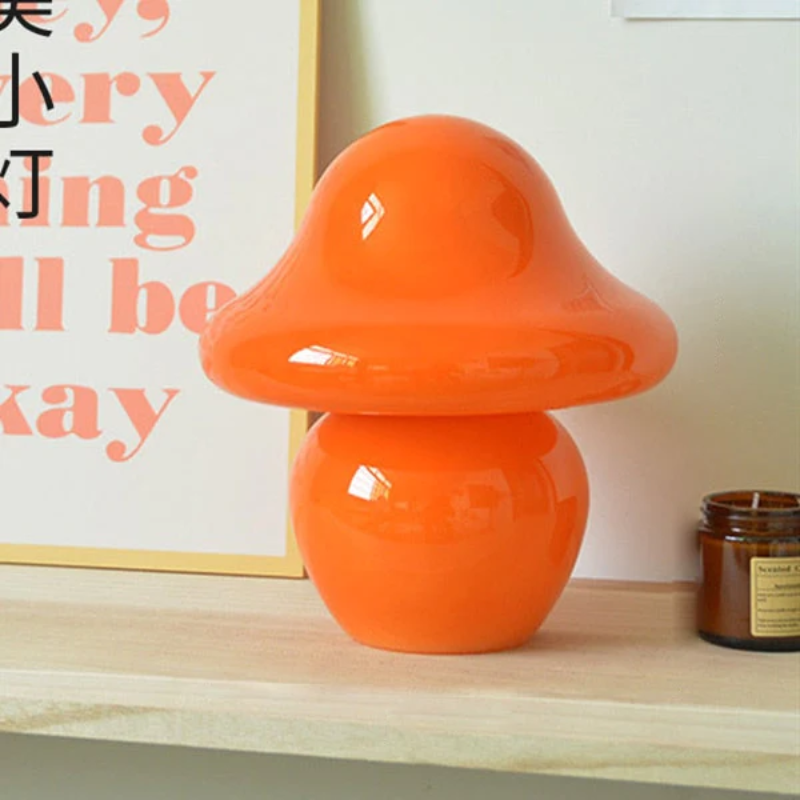 Vintage Glass Night Lamp Mushroom Shape