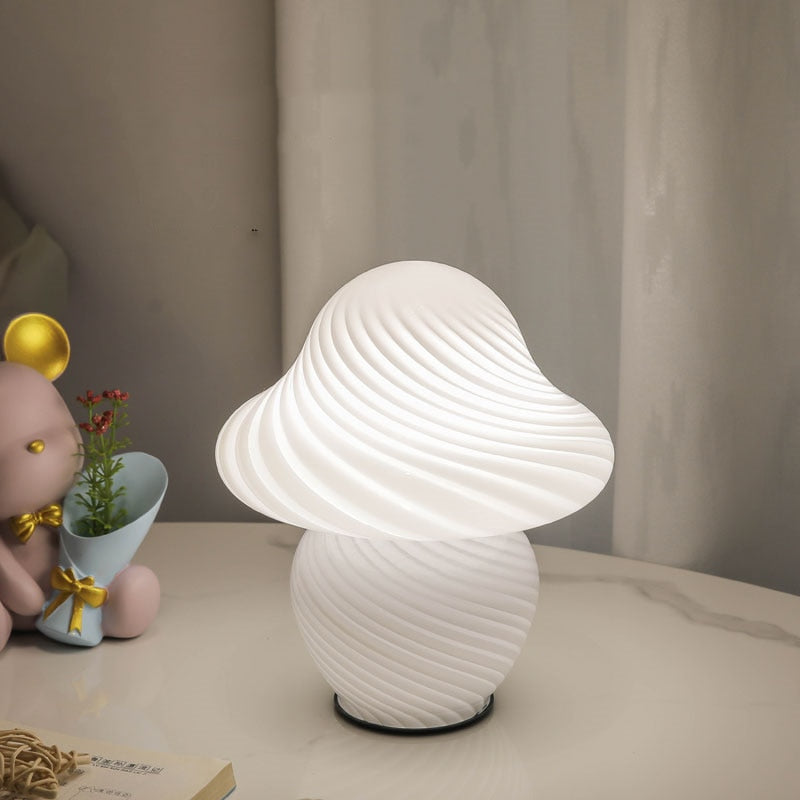 Vintage Glass Night Lamp Mushroom Shape