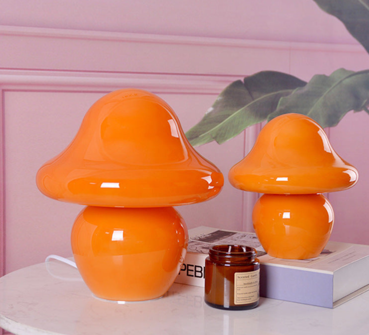 Vintage Glass Night Lamp Mushroom Shape
