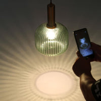 Ripple Glass Pendant Light Lantern Style Brass 