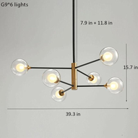 Round Black Gold Chandelier light Measurements