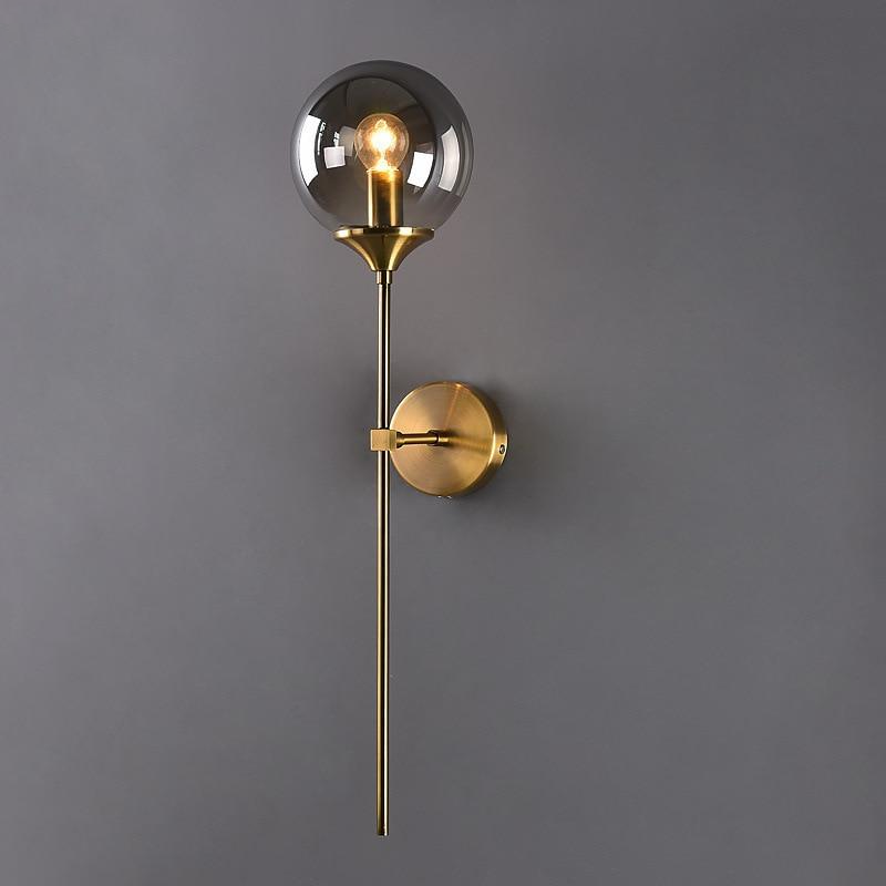 smoked grey Glass Torch Brass Wall Light