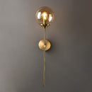 smoked Glass Torch Brass Wall Light