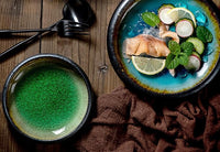 Round Blue Green Glazed Shore Deep Dish Plate
