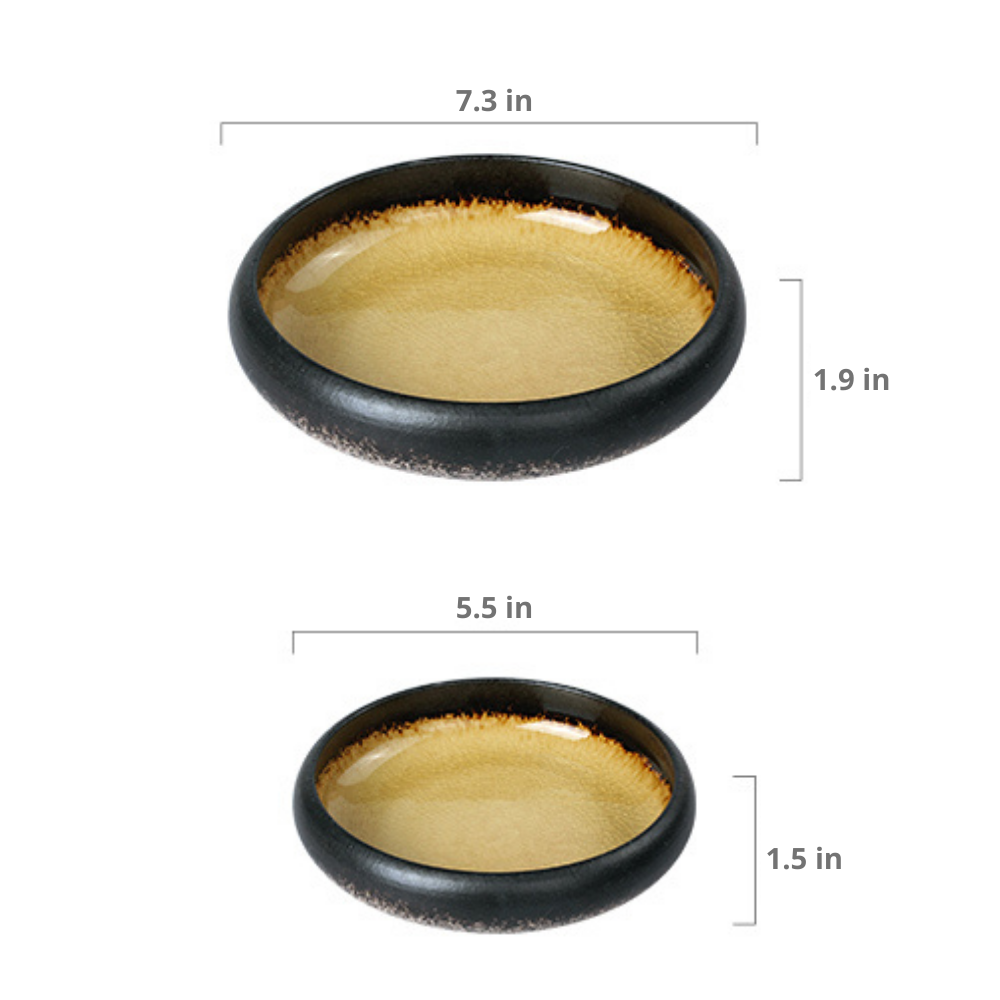 Round Yellow Glazed Shore Deep Dish Plate Dimensions 