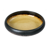 Round Yellow Glazed Shore Deep Dish Plate