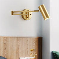 Gold Long Arm Cylinder Wall Mounted Sconce Light Fixture