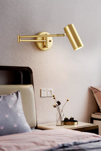 Gold Long Arm Cylinder Wall Mounted Sconce Light Fixture
