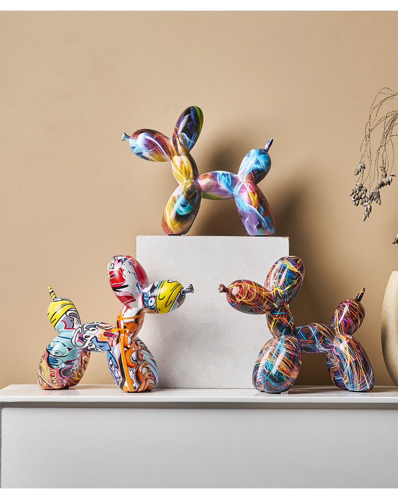 Graffiti Balloon Dog Resin Statue-Letifly Lights and Decor