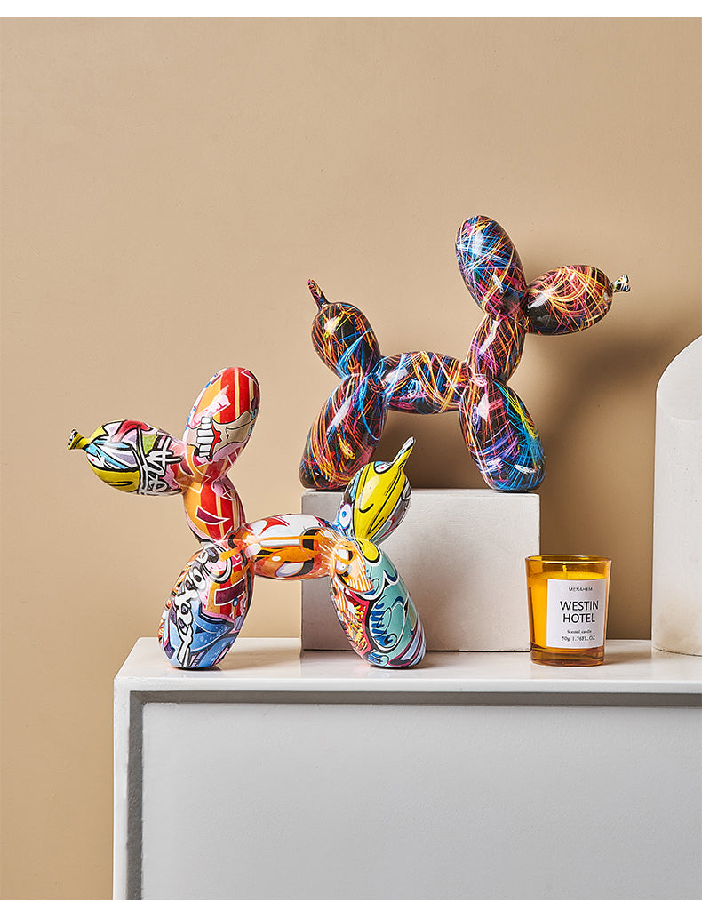 Graffiti Balloon Dog Resin Statue-Letifly Lights and Decor
