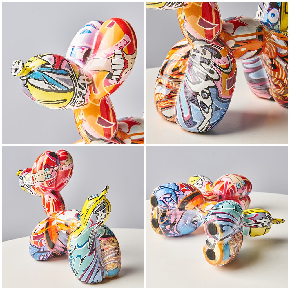 Graffiti Balloon Dog Resin Statue-Letifly Lights and Decor