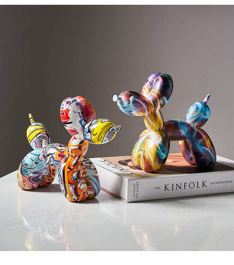 Graffiti Balloon Dog Resin Statue-Letifly Lights and Decor