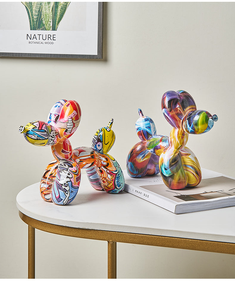 Graffiti Balloon Dog Resin Statue-Letifly Lights and Decor