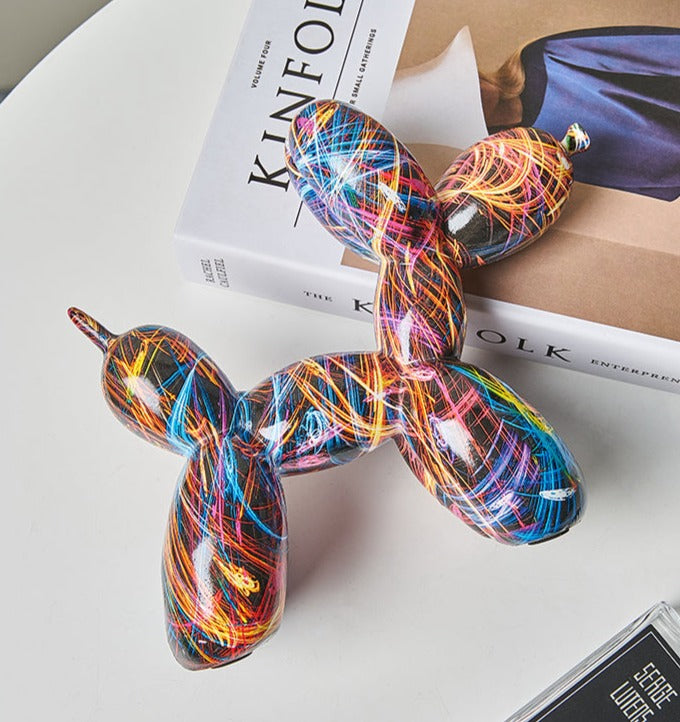 Graffiti Balloon Dog Resin Statue-Letifly Lights and Decor