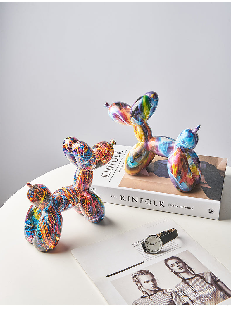 Graffiti Balloon Dog Resin Statue-Letifly Lights and Decor