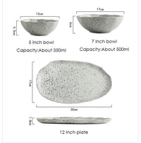 High quality ceramic plates and bowls with granite texture