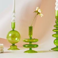 Green Grass Glass Candle Holders-Letifly Lights and Decor
