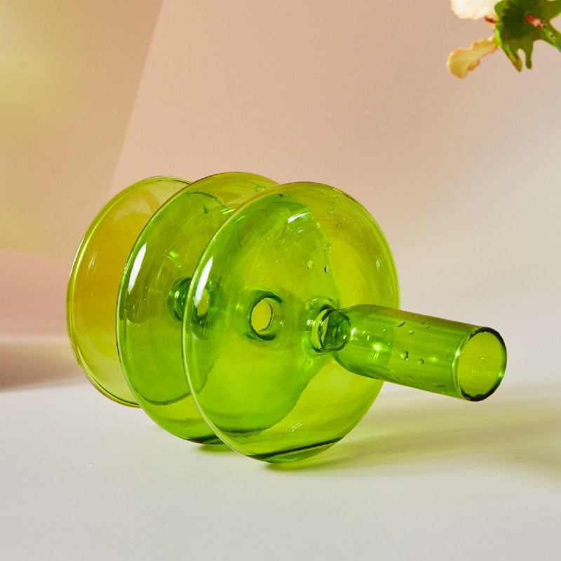 Green Grass Glass Candle Holders-Letifly Lights and Decor