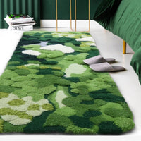 3d Handmade Wool rug Artisanal design hand dyed tufted rug Green Forest Grovedesign