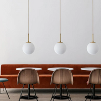Round Brass Glass Hanging Lamp