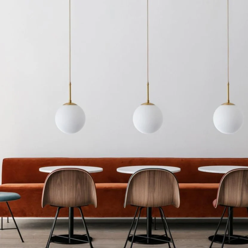 Round Brass Glass Hanging Lamp