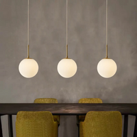 Round Brass Glass Hanging Lamp