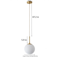 Round Brass Glass Hanging Lamp Measurements
