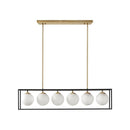 Helena Frosted Glass Globe Linear Chandelier-Letifly Lights and Decor