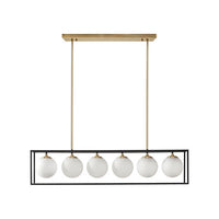 Helena Frosted Glass Globe Linear Chandelier-Letifly Lights and Decor