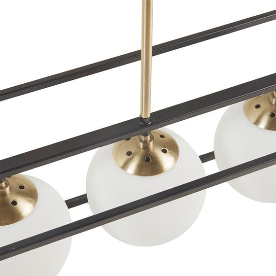 Helena Frosted Glass Globe Linear Chandelier-Letifly Lights and Decor