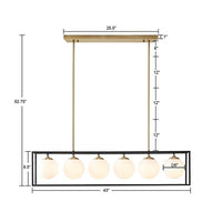 Helena Frosted Glass Globe Linear Chandelier-Letifly Lights and Decor