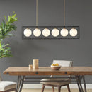 Helena Frosted Glass Globe Linear Chandelier-Letifly Lights and Decor