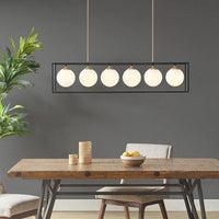 Helena Frosted Glass Globe Linear Chandelier-Letifly Lights and Decor