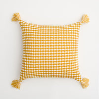 Handmade Embroidered Knit Cushion Cover Yellow