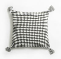 Handmade Embroidered Knit Cushion Cover Grey