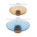 round glass scalloped orange blue fruit plate