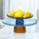 round glass scalloped orange blue fruit plate