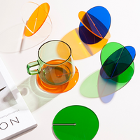Acrylic Glass Round Rich Colored Tint Non Slip Coaster