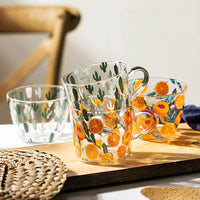borosilicate glass peach cactus pattern with scale water cups