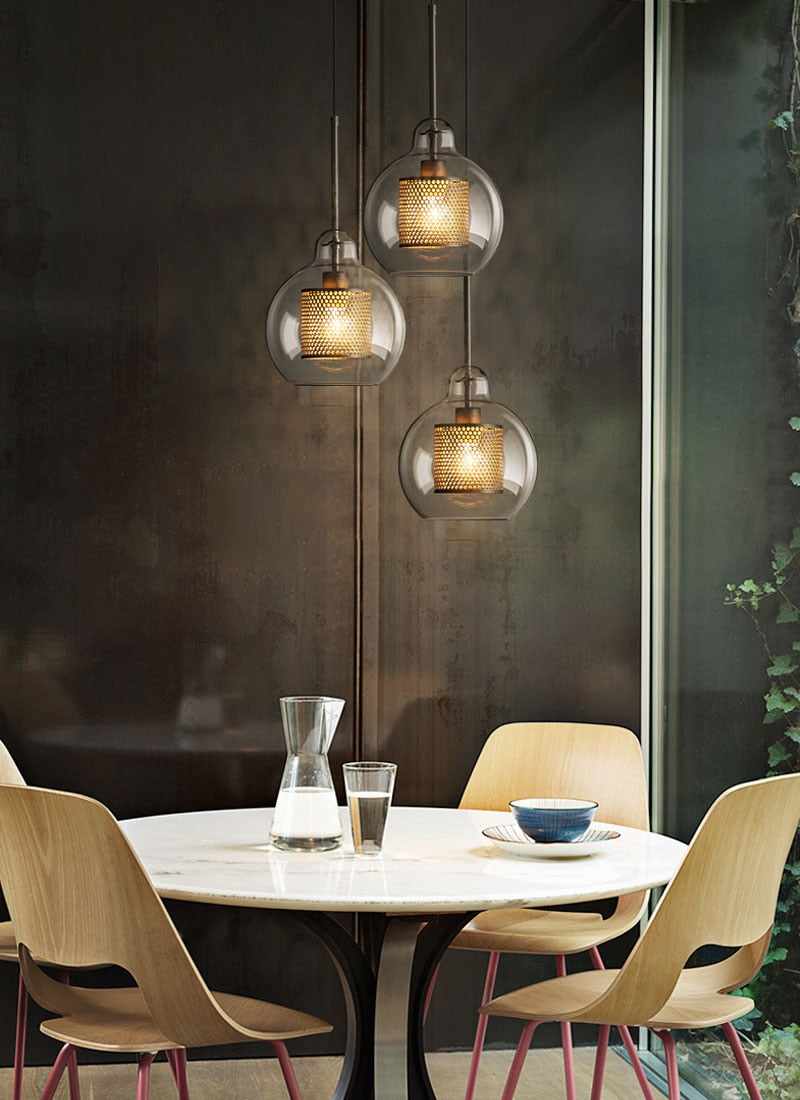 Honeycomb Glass & Metal Pendant Light-Letifly Lights and Decor