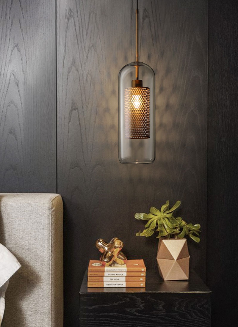 Honeycomb Glass & Metal Pendant Light-Letifly Lights and Decor