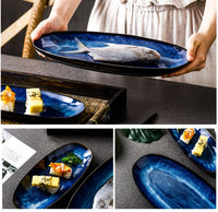 Japanese Style Ocean Design Ceramic Plate