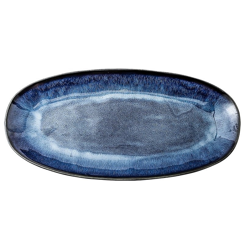Japanese Style Ocean Design Ceramic Plate