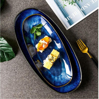 Japanese Style Ocean Design Ceramic Plate