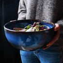 Big blue Ceramic Serving salad Bowl