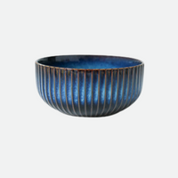 Indigo Stripe Ceramic Porcelain Bowls-Letifly Lights and Decor