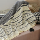 Soft and Warm Geometric Tassel Edges Cotton Throw Blanket