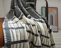 Soft and Warm Geometric Tassel Edges Cotton Throw Blanket